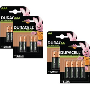 Pacco da 16 Pile AA & AAA Duracell Pre-Charged