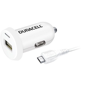 Caricatore Duracell USB singolo da auto & Cavo Micro USB 1M